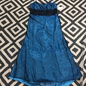 Torrid/Zum Zum Blue with black overlay dress
